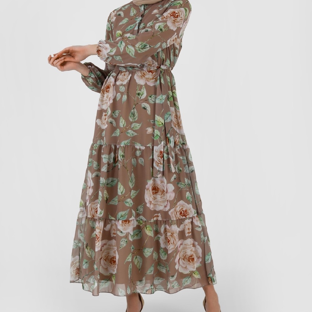 Floral long sleeve maxi dress LIKE NEW size 14 or Large